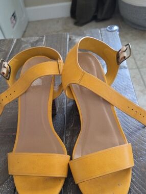 BAMBOO Yellow Ankle Strap Sandals